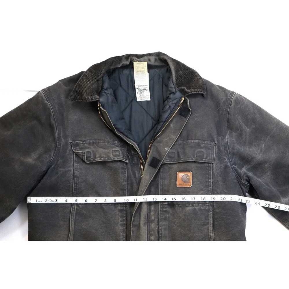 VTG Carhartt Workwear Duck Canvas Quilted Lined Barn Coat Men Large Tall C26 Blk